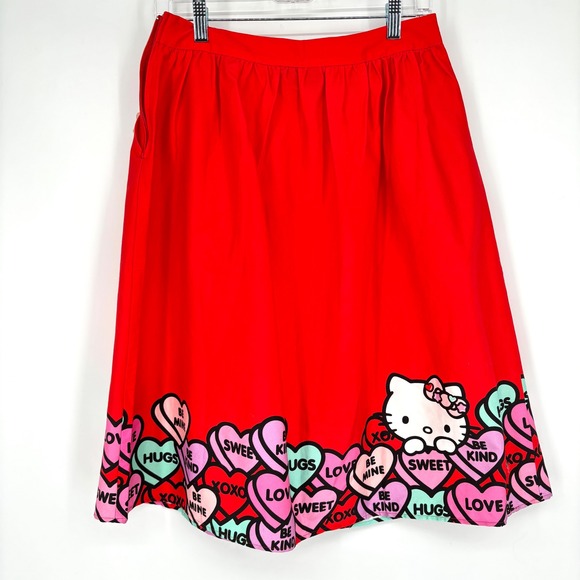 NWT ModCloth X Hello Kitty Skirt Sz 8 Red Pink Candy Hearts Valentine's Day - Picture 8 of 12